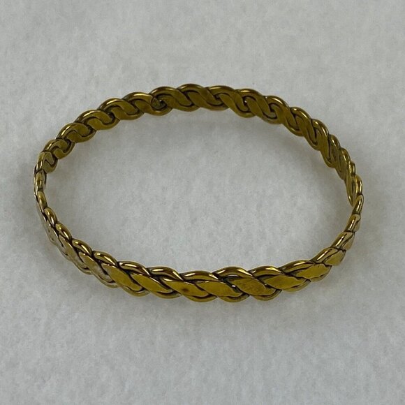 Vintage Braided Rope Bangle 925 Sterling Silver Gold Tone Bracelet Estate Find - Picture 1 of 8